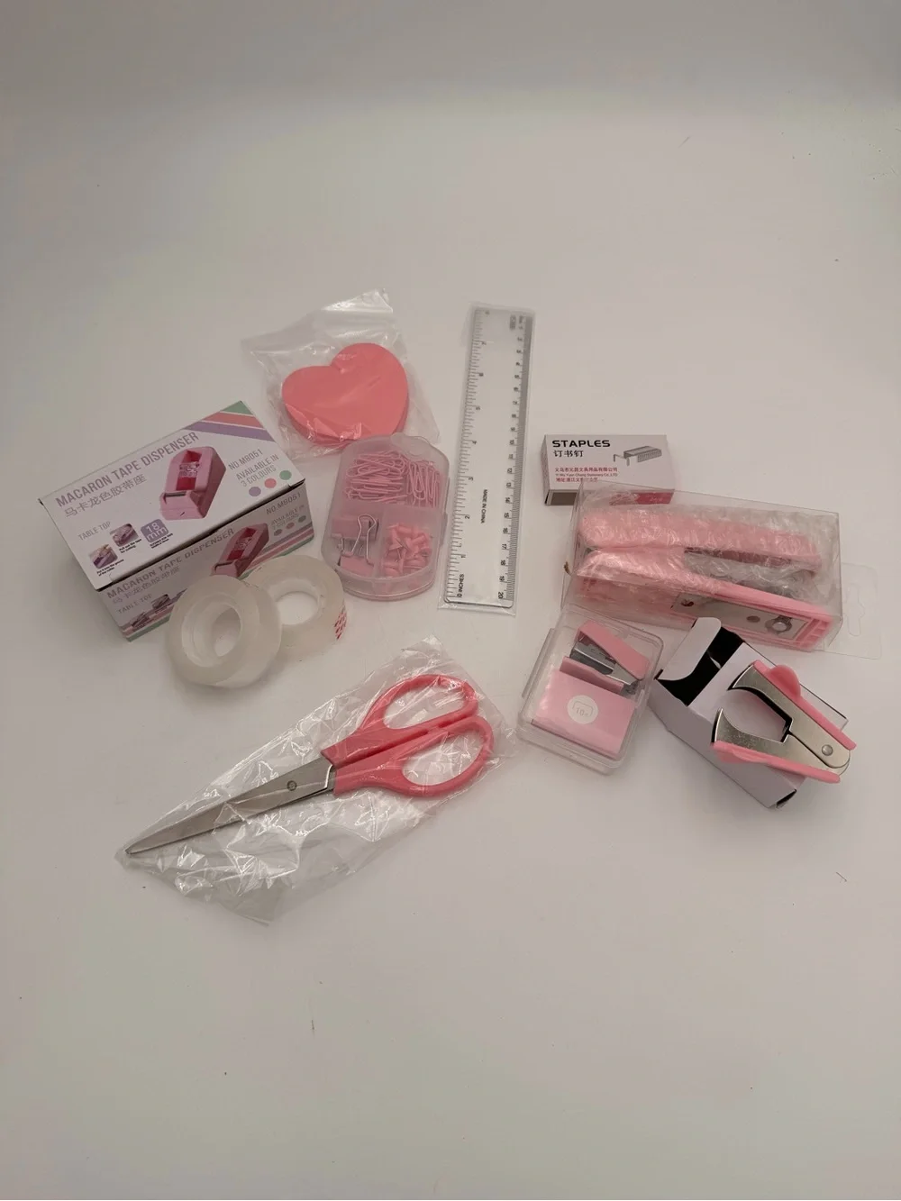 Pink Office Supply Kit - Assorted Pink Desk Accessories